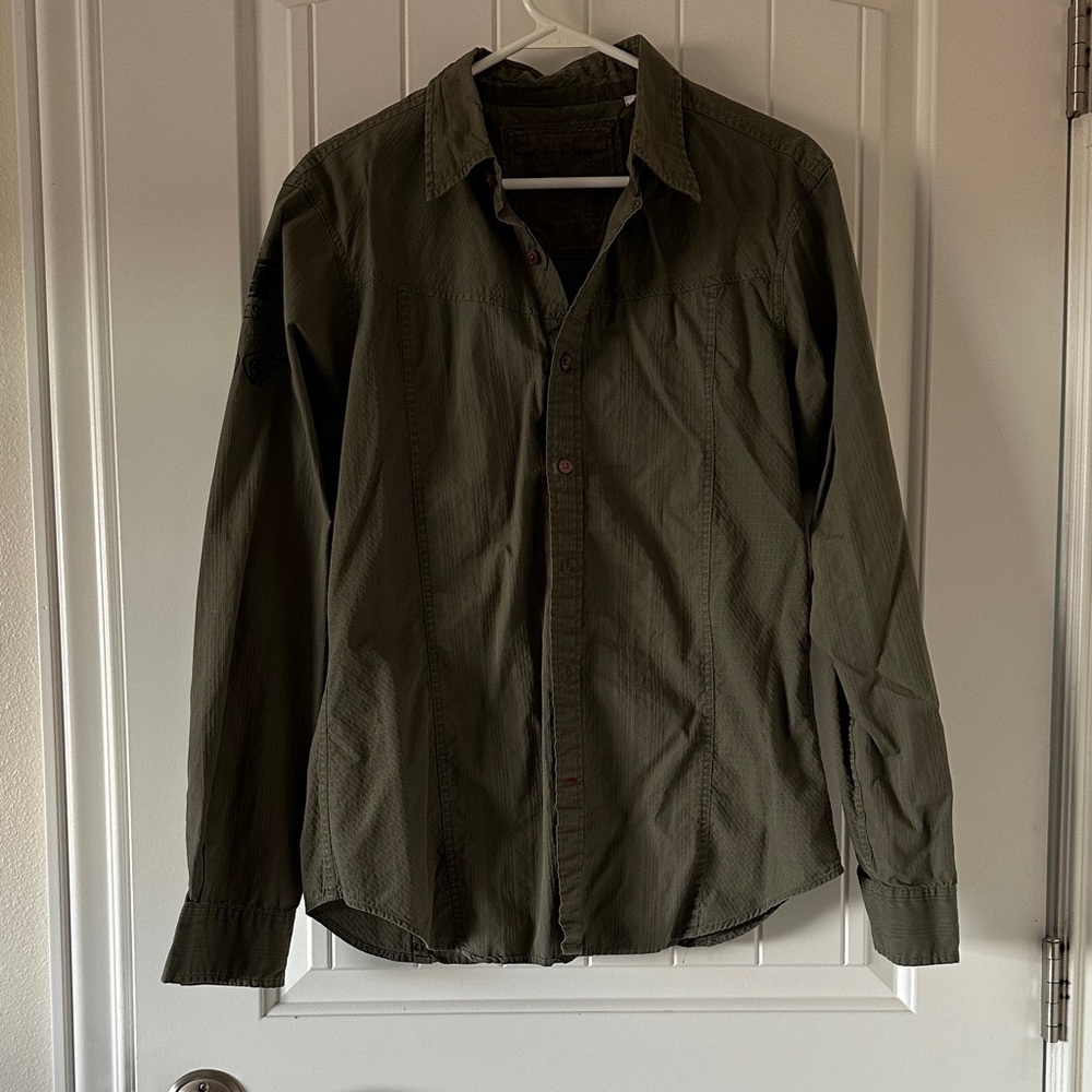 Vintage Guess Khaki Green Button Down Shirt